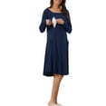 thumbnail image 2 of Unique Bargains Robe de Maternité pour Femmes avec Poches Col Rond Manches Longues Robe de Nuit Bleu Foncé S, 2 of 6