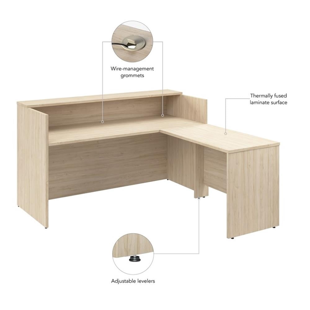 Arrive 72W x 72D L Shaped Reception Desk in Natural Elm - Engineered Wood