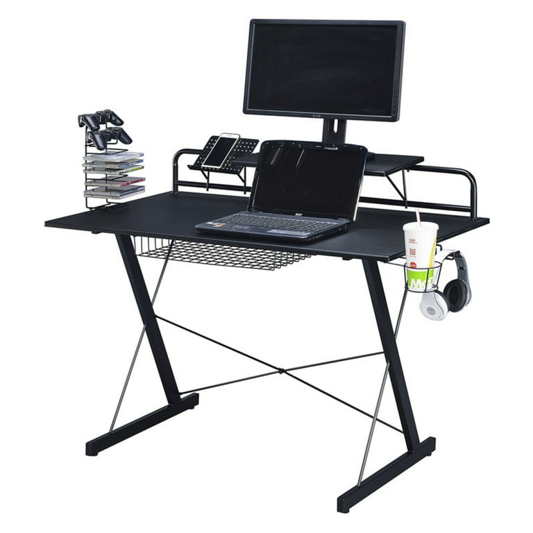 Techni Sport TS-200 Carbon Computer Gaming Desk with Shelving, Black -  Sam's Club