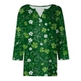 thumbnail image 6 of GEWSEY St Patricks Day Shirt Women Sequin Shamrock Graphic Tees Irish Crewneck 3/4 Sleeve Shirts Funny Saint Pattys Outfits (Dark Green, S), 6 of 9