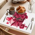 thumbnail image 3 of Roses Bow Box Placemats Set of 8, Valentine's Day Love Heart Non-Slip Place Mats Washable Table Mats for Kitchen Dining Table Decorations Indoor/Outdoor, 3 of 9