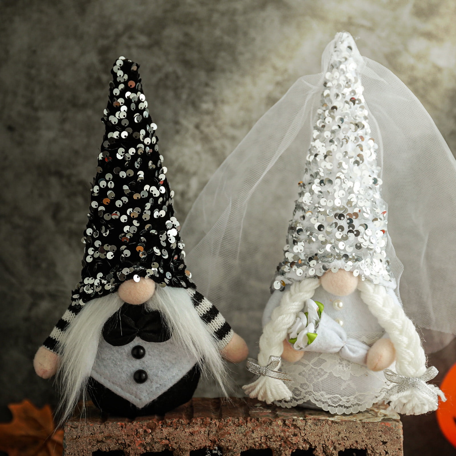 Wedding Gnome Plush Decor Bride Groom Romantic Wedding Rudolph Doll Romantic Wedding Gnomes Set Wedding Living Room Desktop Home Farm Kitchen Decor 2PCS A