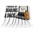 thumbnail image 2 of Fueled by Deadlines and Snacks Laptop Cookie, Hand Painted Cartoon Style for Office Workers, White Funny Work Scene and Birthday Gift, Cozy Flannel Blanket for Bedroom and Office, Home Decor, 2 of 9