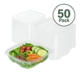 thumbnail image 2 of Tamper-Resistant Clear Hinged Containers with Flat Lid  Disposable Plastic Clamshell Takeout Boxes for Food, Salad, Dessert, Sandwich, Leak-Proof & Stackable  BPA-Free 300, Clear, 24 oz, 2 of 9