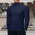 thumbnail image 2 of Daznico Mens Shirts - Men Warm High Collar Thermal Underwear Men Basic Plain T Shirt Blouse Pullover Long Sleeve Top - Shirts for Men,Color:Navy,Size:XXL, 2 of 5