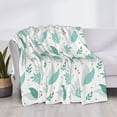 Matuu Leaf Print Green for Super Soft Flannel Blanket, Warm and Cozy