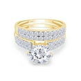 thumbnail image 3 of AFFY 1.75 Carat Round Moissanite Diamond Wedding Bridal Ring Set 14K Yellow Gold over Silver-10, 3 of 8