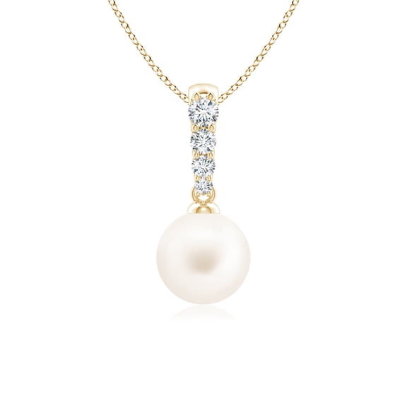 ANGARA Freshwater Cultured Pearl Pendant with Diamonds in 14K Yellow Gold for Women | June Birthstone, Birthday, Anniversary, Jewelry Gift for Women | Pearl Necklace
