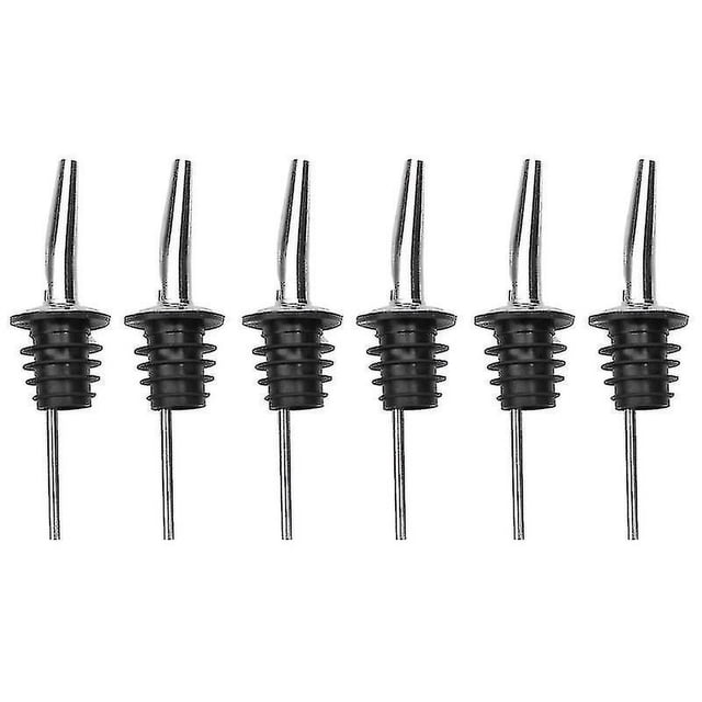 6 pieces Vertedores de botellas clásicos de acero inoxidable, 12 Uds., vertedores de licor con boquilla cónica con tapas de polvo de goma para restaurantes
