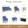 thumbnail image 2 of Vcatnet 9 Pieces Patio Outdoor Conversation Set with Fire Pit Table All Weather Wicker High Back Furniture Swivel Rocking Chairs Sectional for Porch, Backyard, Navy, 2 of 10