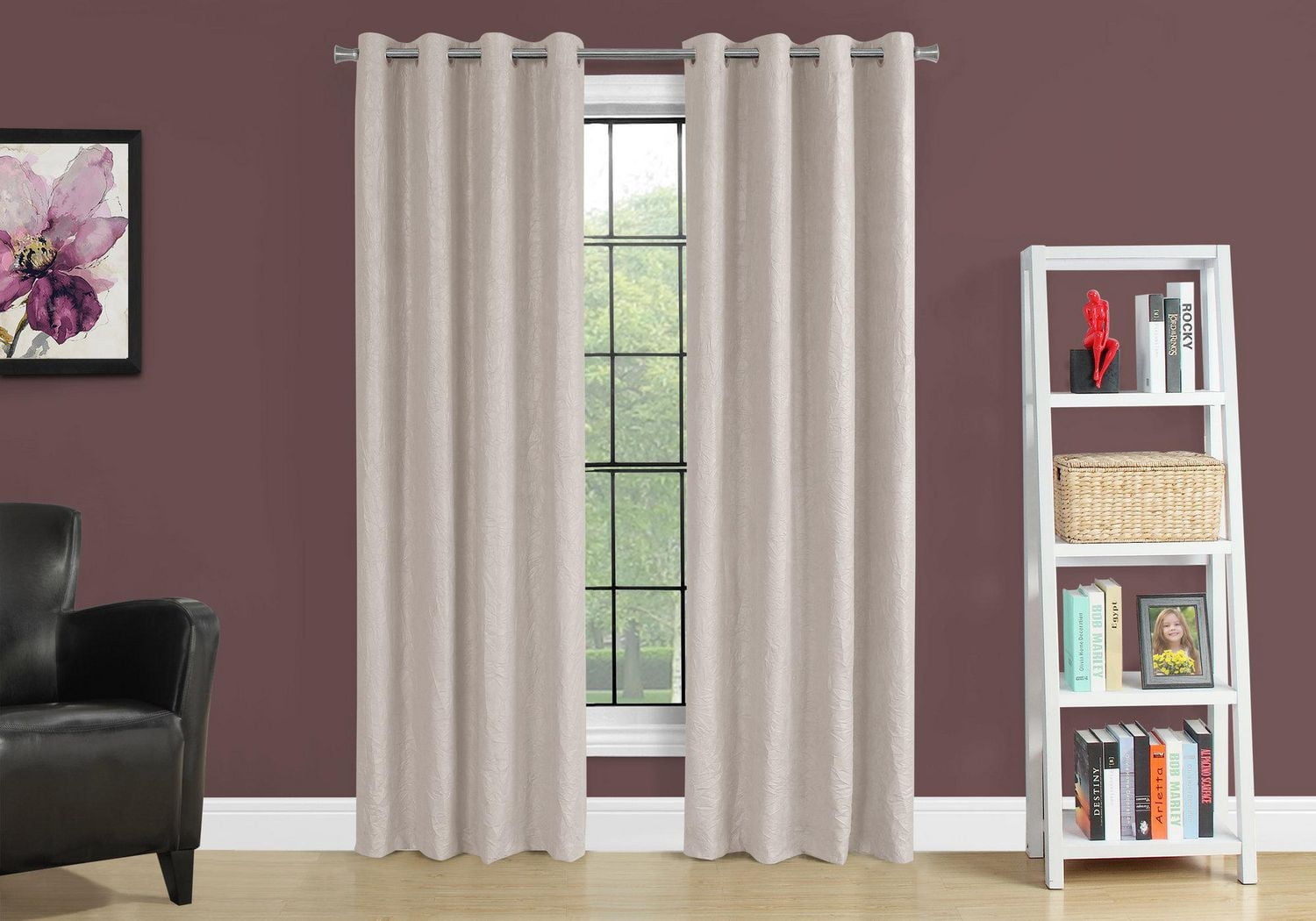 Monarch Specialties Curtain Panel, 2pcs Set, 54"w X 84"l, Room Darkening, Grommet, Living Room, Bedroom, Kitchen, Micro Suede, Polyester, Beige, Contemporary, Modern