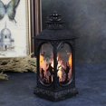 thumbnail image 2 of Luyimi Halloween Vintage Lantern Night Light, Black Retro Hanging Wind Lamp with Witch Pumpkin, Battery Operated Spooky Desktop Lamp for Halloween Party Table Mantel Indoor Home Decor Holiday Gift B, 2 of 7