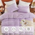 thumbnail image 3 of EMME Faux Fur Duvet Cover Twin-XL Size, 2 Pieces Ultra Soft Fluffy Comforter Cover, Cozy Warm for Winter, Luxury Shaggy Bubble Bedding Sets , 1 Duvet Cover & 1 Pillow Shams (Twin-XL,Purple), 3 of 5