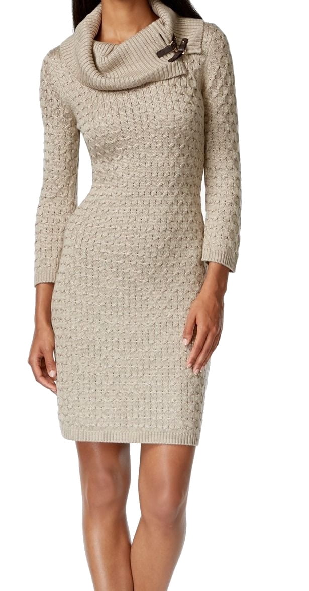 Calvin Klein - Calvin Klein NEW Beige Womens Size Small S Cowl-Neck Sweater Dress - Walmart.com 