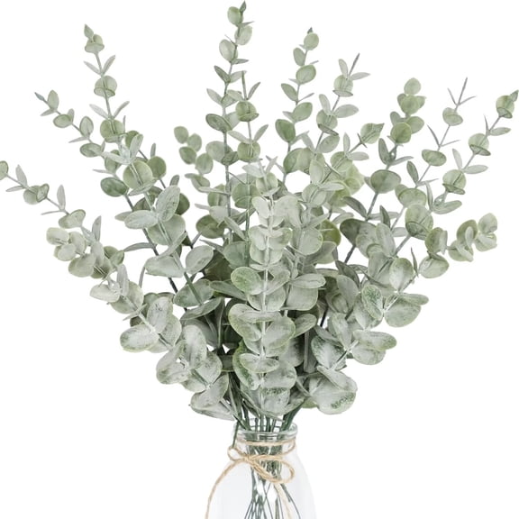 Pakyozj 18pcs Eucalyptus Stems Artificial Eucalyptus Leaves Stems Artificial Fake Flowers for Home Office Flowers Bouquet Centerpiece Wedding Decoration Christmas Decor