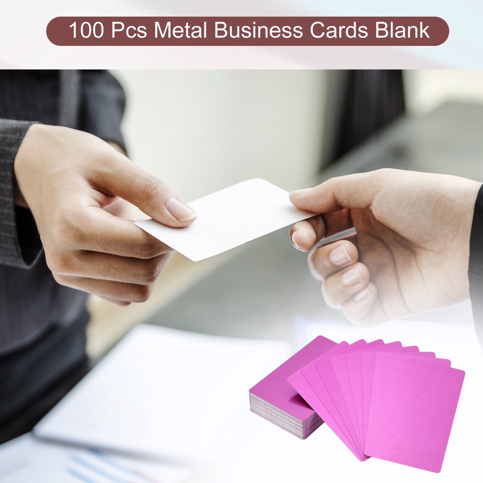 Unique Bargains Metal DIY Business Cards Blank Aluminum Laser Engrave Printable Name Card Purple