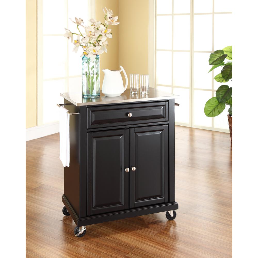Crosley Furniture Wood Portable Kitchen Cart in Black & Silver - image 5 of 5