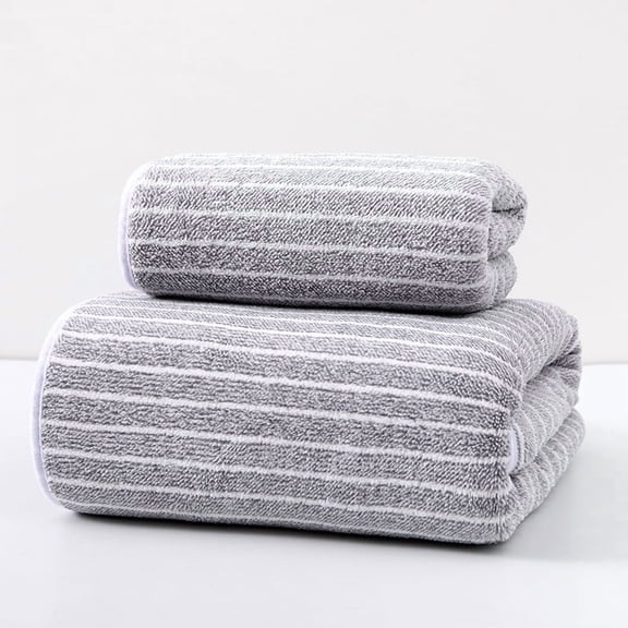XmhyTop-A 2‑Pack Coral Fleece Microfiber Towel Bath Towel Set, Soft Absorbent Bathroom Towel Set, Multi‑Size Quick‑Dry Towels for Home Travel,Style B,Grey