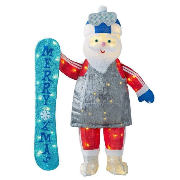 Home Accents Holiday 4 FT Yuletide Lane LED Santa with Snowboard