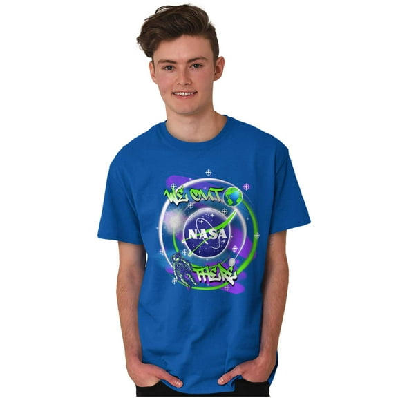 Airbrushed NASA We Out There Spaceman Unisex Plus Size Graphic Tee Brisco Brands 2X