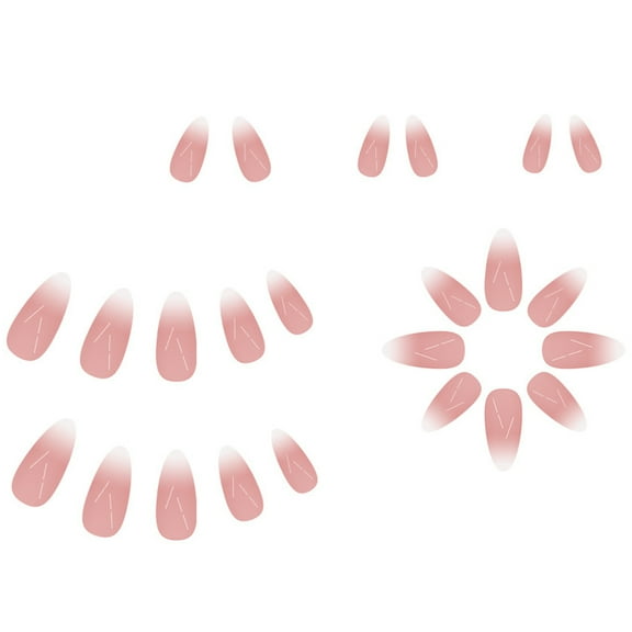 KUFptva Press on Nails Omber Short Almond Fake Nails French Tip Glossy False Nails Stick Glues on Nails Artificial Fingernails