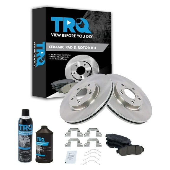 TRQ Front Ceramic Brake Pad & Rotor Kit w/Chemicals for 11-14 Honda Odyssey BKA15967