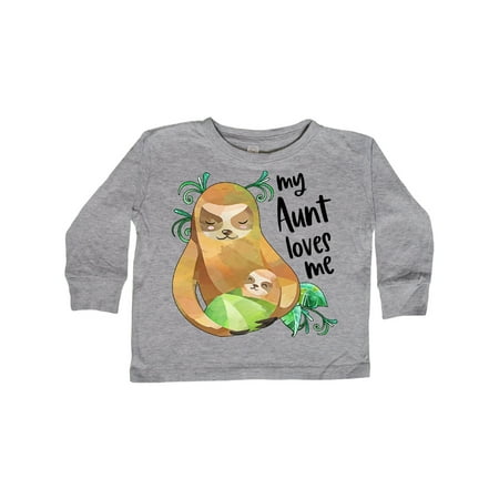 

Inktastic My Aunt Loves Me Cute Sloth and Baby Gift Toddler Boy or Toddler Girl Long Sleeve T-Shirt
