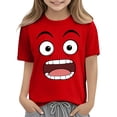 thumbnail image 6 of DAETIROS Boys Funny Face Graphic Tee Red 100% Cotton Short Sleeve T-Shirt Soft Comic Book Style Top for Little Kids Ages 4-7 Years,Size 5 T, 6 of 6