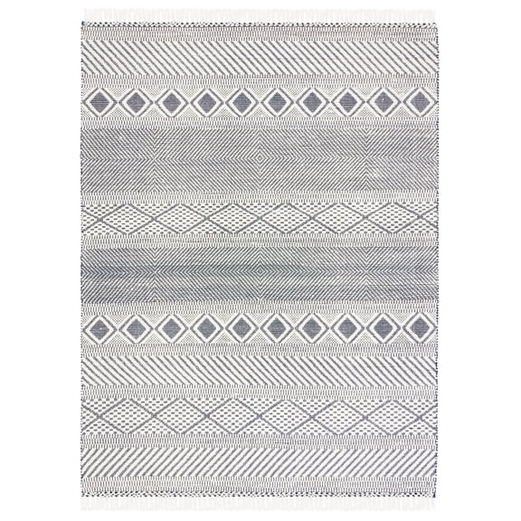 SAFAVIEH Natura Renee Geometric Wool Area Rug, Ivory/Navy, 8' x 10'