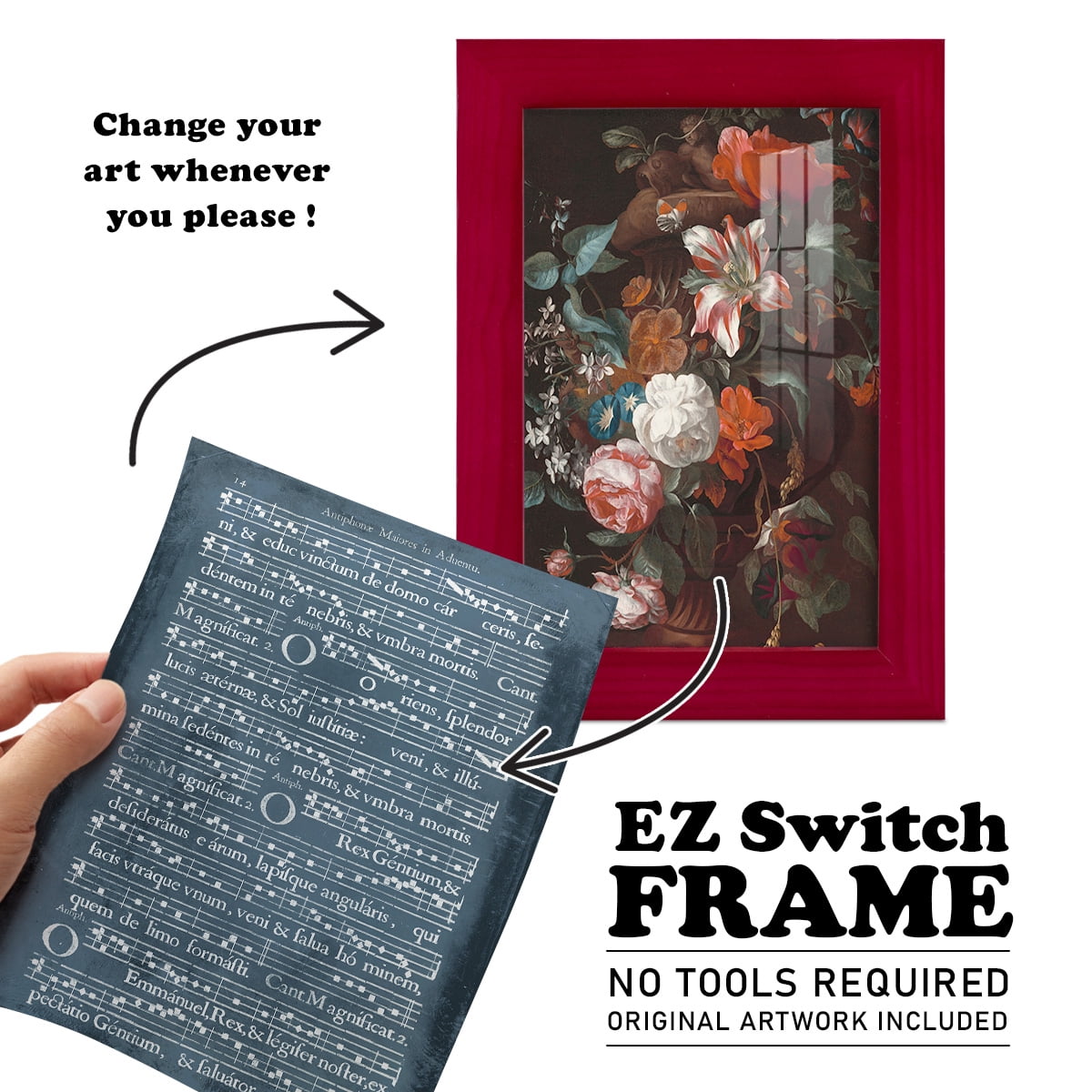 Graphic Songbook IV -Framed Print w/glass-Cherry Red