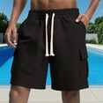 thumbnail image 2 of Stamzod Men Short Fashion Solid Color Summer Elastic Waist Drawstring Shorts Casual Loose Plus Size Athletic Shorts for Men with Pocket Black E S, 2 of 7