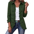 thumbnail image 3 of Gealkoca Women's Ruffle Trim Button Down Jacket Collared 3/4 Sleeve Lightweight Casual Coat Open Front Jackets with Lining for Fall Spring Daily Wear, 3 of 10