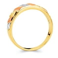 thumbnail image 2 of Wellingsale Mens Solid 14k 3 Tri Color White Yellow and Rose / Pink Gold Polished CZ Cubic Zirconia Wedding Ring Band - Size 10.5, 2 of 5