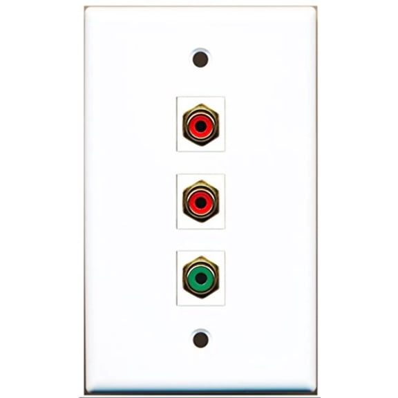 RiteAV - 2 Port RCA Red and 1 Port RCA Green Wall Plate