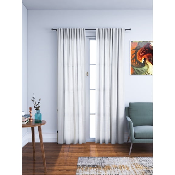 GFI LINEN CLUBS Set of 2, Reverse Tab Top Window Panels, 100% Cotton Slub Duck Curtain for Door ,Bedroom, Living Room and Kitchen, (50X72 White)