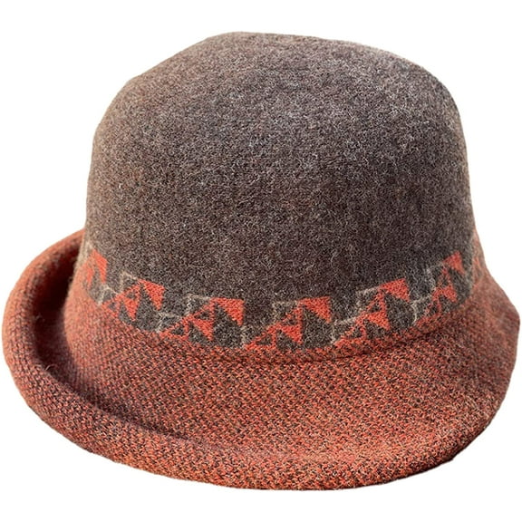 CoCopeaunts Roll-up Brim Bucket Hat Women Vacation Travel Camping Warm Wool Church Bowler Hats Girl Party Costume Accessory