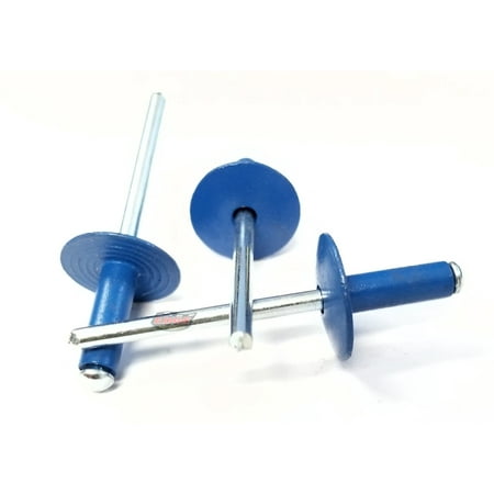 

Chevron Blue 3/16 Rivet Large Flange Aluminum Head Steel Mandrel Blind Pop Rivets 25 pk