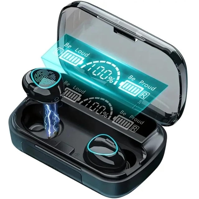 Wireless Earphones,Bluetooth Headphones Wireless Earbuds Touch Control with LED, IPX7 Waterproof, hi-fi Stereo Earbuds, deep bass Sports Earbuds with Built-in Microphone (Black-PRo6)