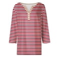 thumbnail image 1 of Blouses Rouges pour Femmes Habillées Décontractées, Chemises en Spandex pour Femmes Tendance Été, 2024 Hauts d'Été pour Femmes Mignons Col en V Manches 3/4 Blouses Habillées Coupe Ample Tuniques Graphiques, 1 of 6