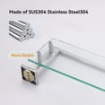 thumbnail image 4 of Chrome Bathroom Shelf Glass Shelves 20-Inch Floating Tempered Glass Shelf Rectangular Stainless Steel Wall Mounted Silver Polished Shelves for Bathroom Kitchen Organizers Accessories，A7613CP, 4 of 10