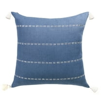Estonia Hand-Woven Striped Linen Throw Pillow, Navy, 20" x 20", Count per Pack 1