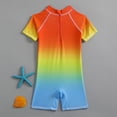 thumbnail image 4 of Boys Rash Guards Short Sleeve Hawaiian Print Boys One-Piece Swimsuit Sun Protection Bathing Suit for Boys 4-5 Years, 4 of 7