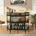 thumbnail image 2 of Bar Unit for Liquor, 4 Tier Bar Cabinet with Storage Shelves and Footrest, Corner Mini Bar Table with Wine Glass Holder for Home Bar, 2 of 5