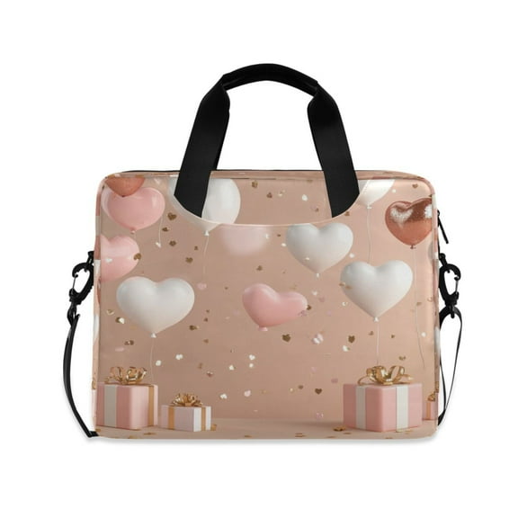16" Laptop Tote Bag Laptop Sleeve Case Computer Briefcase for Work & Travel Pink Hearts Balloons
