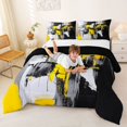 thumbnail image 3 of Homewish Yellow Aesthetic Patchwork Full Size Comforter Sets,Geometric Abstract Bedding Comforter Set,Black Reversible,3pcs,1 Comforter and 2 Pillowcases, 3 of 7
