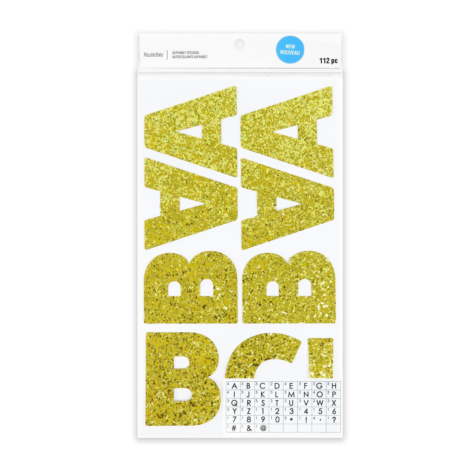 Recollections Gold Chunky Glitter Alphabet Stickers, 12 Pack