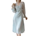 thumbnail image 2 of Kureaily Ladies Can Wear Long Casual Nightgown Home Wear With Net Lace And Breast Pads Casual Sleepwear, 2 of 6