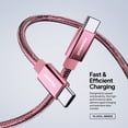 thumbnail image 3 of Powertek Luxe 6ft USB-C to USB-C Cable, Pink, Fast Charge & Sync, Metallic Mesh PVC Jacket, Durable Tangle-Free Design, 3 of 8
