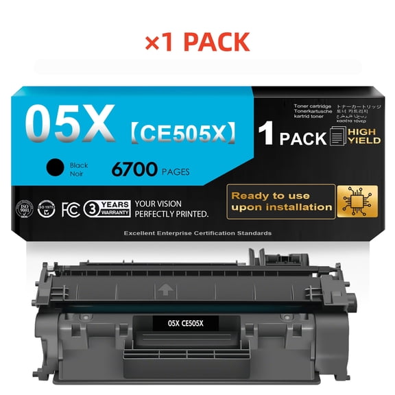 05X Black Toner Compatible for 05X CE505X Toner Cartridge High Yield Black Ink for use in P2055dn P2055 P2055D P2055X Pro 400 M401n M401dne M401dw MFP M425dn Printer (1 Pack)