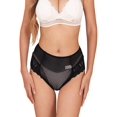 thumbnail image 2 of Women Mid-Rise Fishnet Lace Spliced Medium Stretch Hipster Panty Briefs Black S, 2 of 8